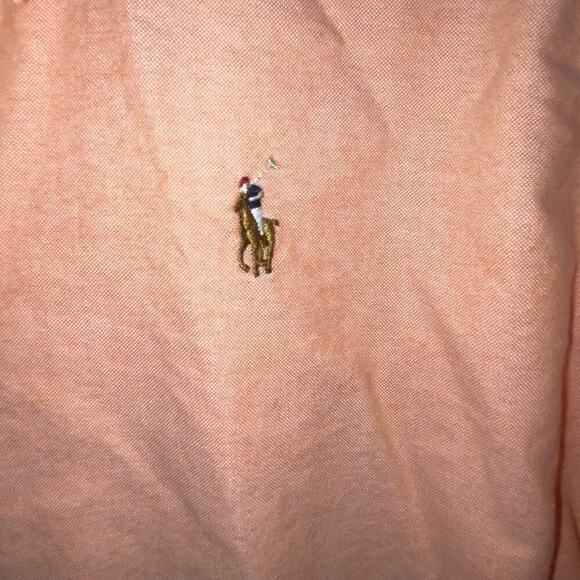 Ralph Lauren Slim Fit Boys Size 12 Peach Long Sleeve Button Down Colored Pony - Picture 4 of 4